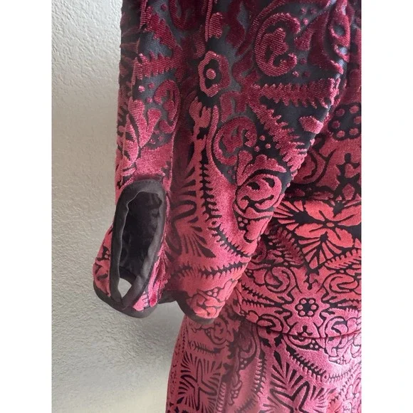 Modcloth Rockabilly Cherry Red Swing Dress Stretch Velvet 40s 50s Vibe Small - Picture 7 of 12